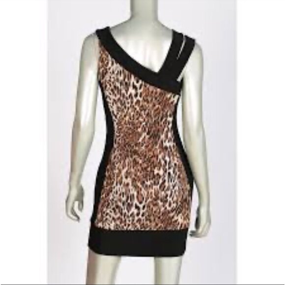 Vintage 90s Joseph Ribkoff Leopard Mini Dress US 8 Sleeveless Stretch Party - Picture 7 of 7